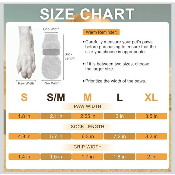 BEAUTYZOO 6PCS Dog Socks to Prevent Licking Paws for Cold Pavement, Winter S/M - Picture 2 of 5